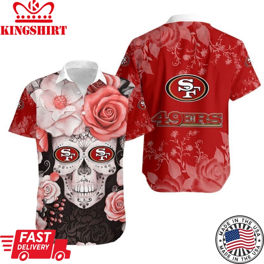 San Francisco 49Ers Skull NFL Gift For Fan Hawaiian Graphic Print Short