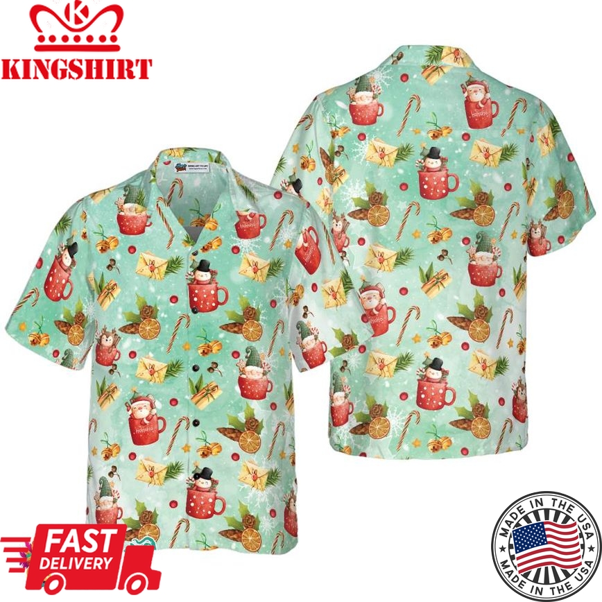 Santa Christmas Pattern 1 Pattern Hawaiian Shirt, Christmas Shirts Short Sleeve Button Down Shirt For Men And Women