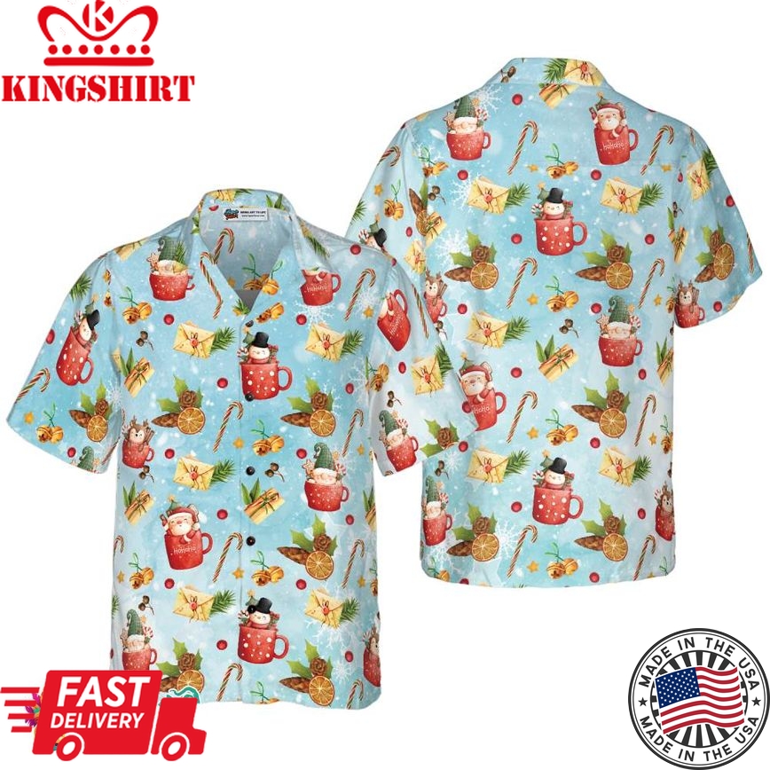 Santa Christmas Pattern 2 Pattern Hawaiian Shirt, Christmas Shirts Short Sleeve Button Down Shirt For Men And Women