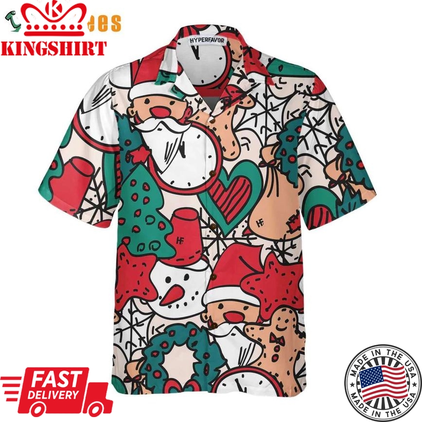 Santa Christmas Pattern, Santa Trendy Hawaiian Shirt Perfect Gifts For Your Loved Ones