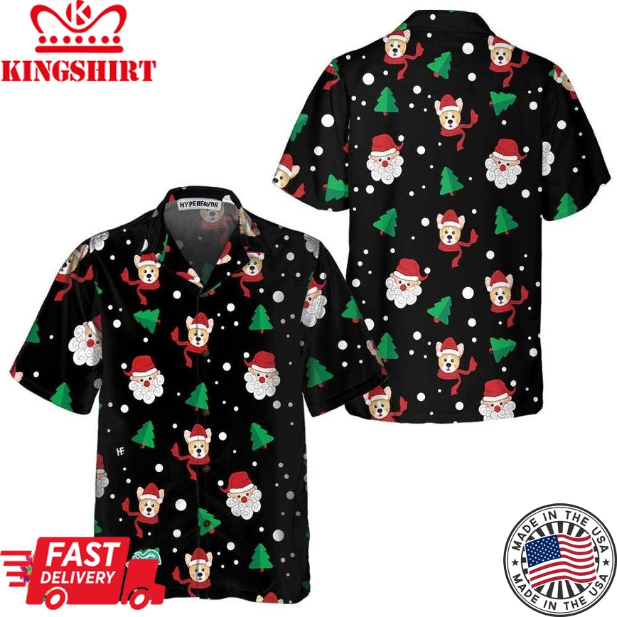 Santa Claus & Corgi Hawaiian Shirt, Funny Christmas Corgi Shirt, Best Christmas Gift Idea