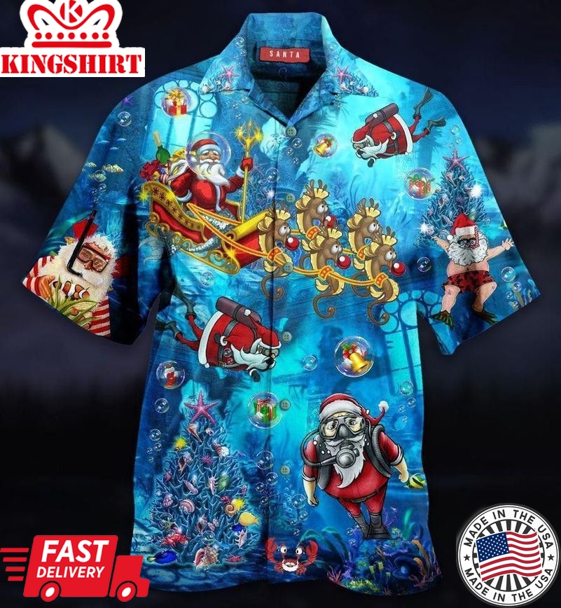 Santa Claus Explore The Sea Trendy Hawaiian Shirt