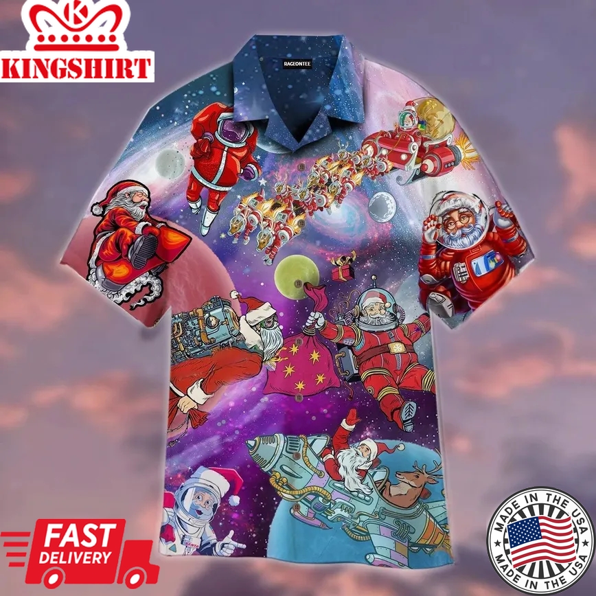 Santa Claus In The Space Trendy Hawaiian Shirt For