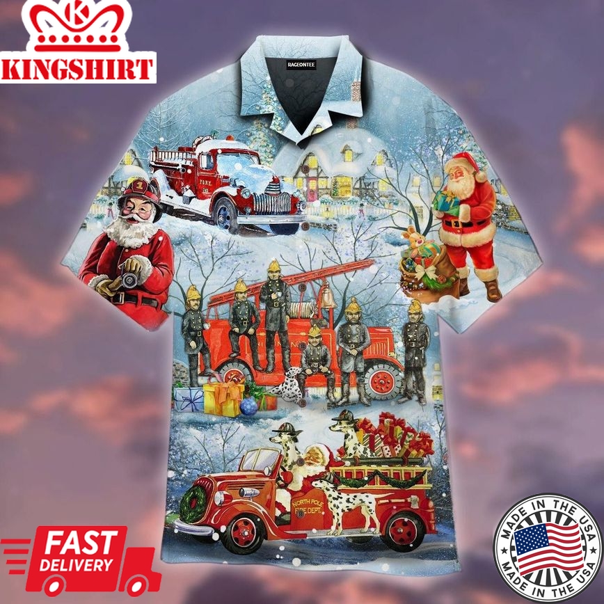 Santa Firefighter Christmas Trendy Hawaiian Shirt