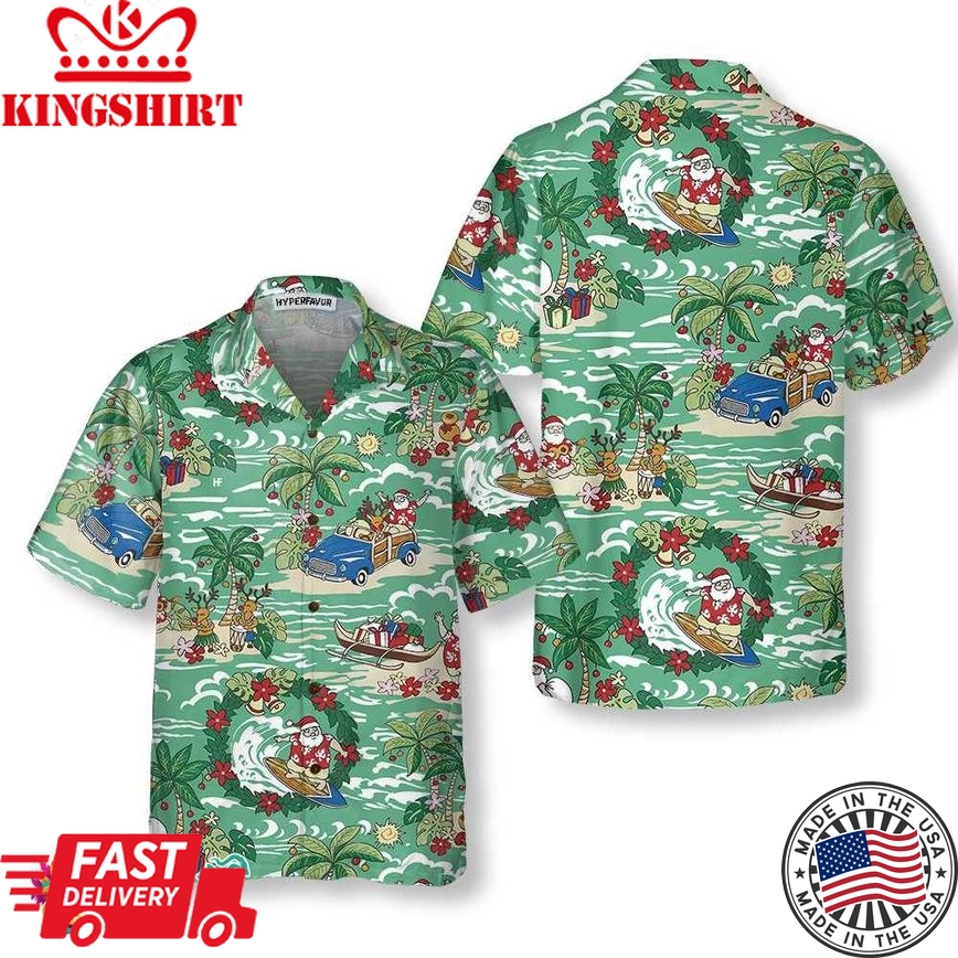 Santa In Hawaii Hawaiian Shirt, Funny Santa Claus Shirt, Best Gift For Christmas