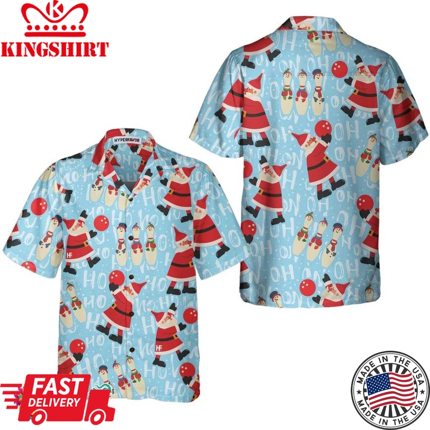 Santa With Bowling Ball Christmas Hawaiian Shirt, Funny Santa Claus Shirt, Best Gift For Christmas