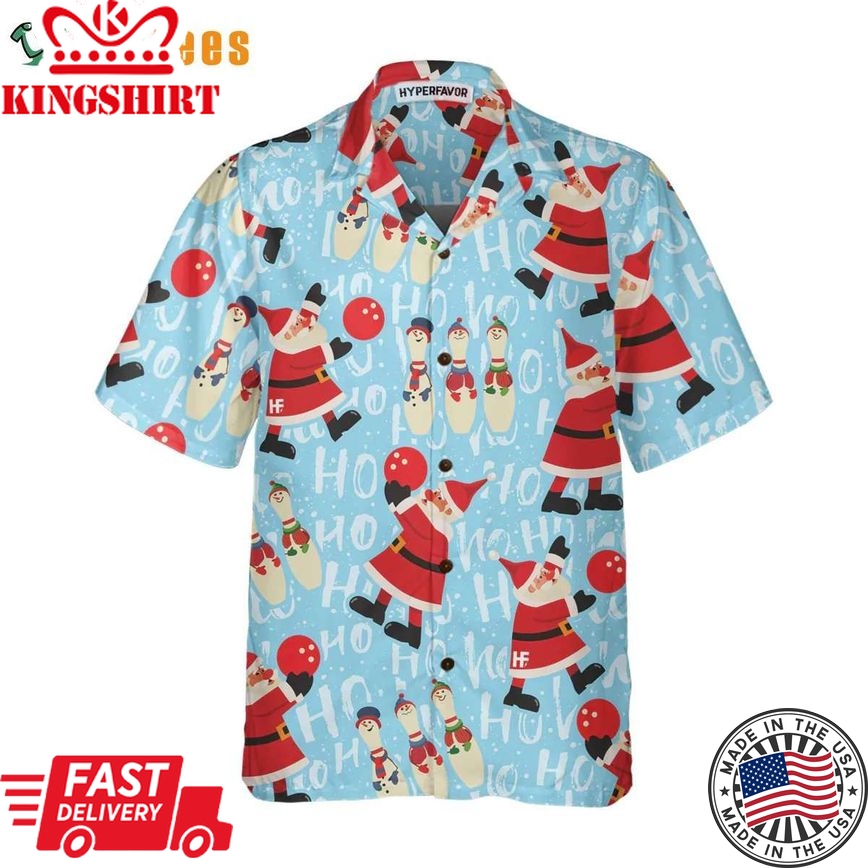 Santa With Bowling Ball Christmas Trendy Hawaiian Shirt, Santa Trendy Hawaiian Shirt Perfect Gifts For Your Loved Ones