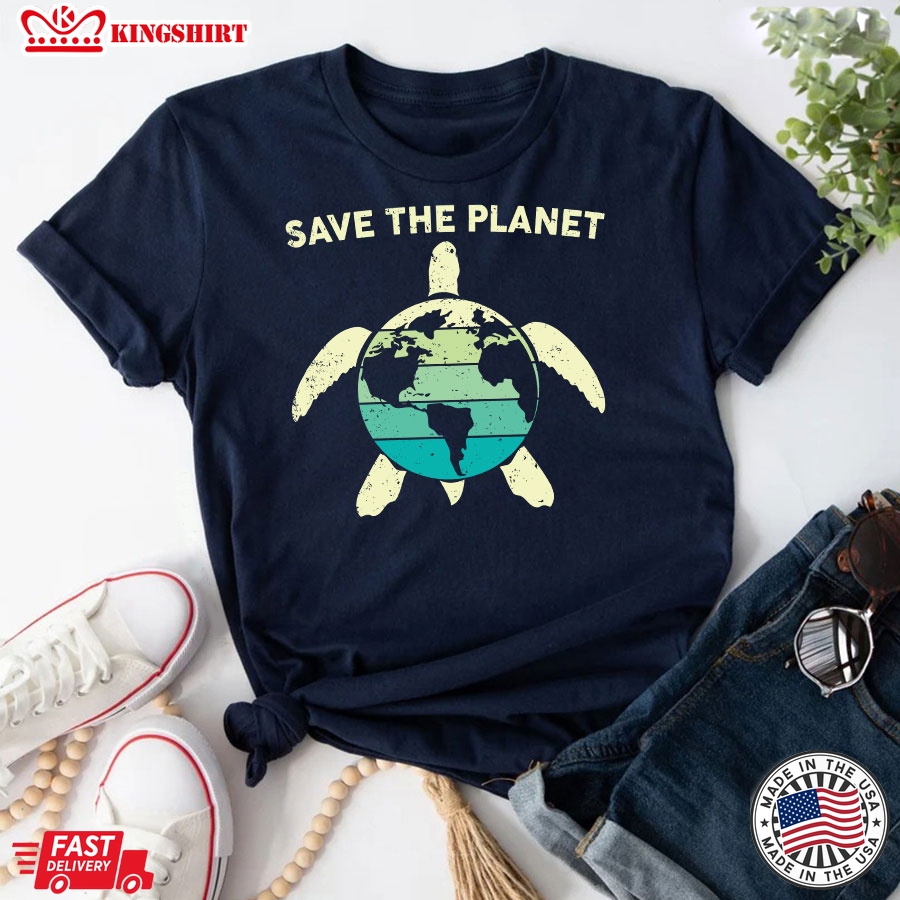 Save The Planet Turtle Vintage Earth Day T-Shirt