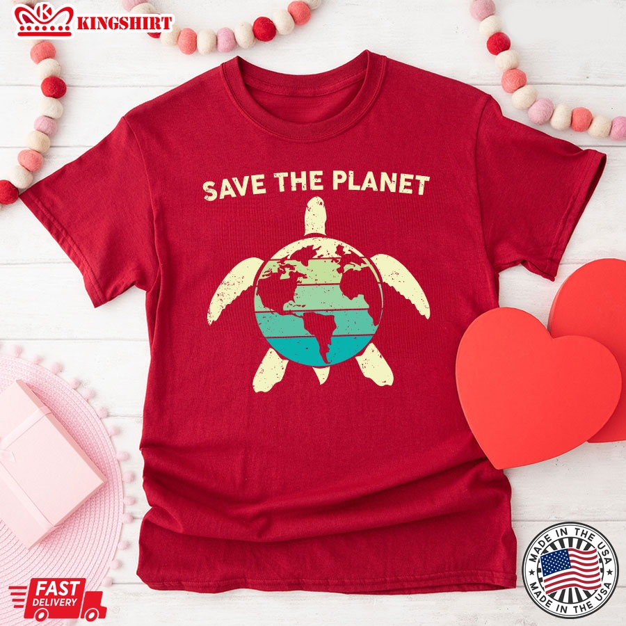 Save The Planet Turtle Vintage Earth Day T-Shirt