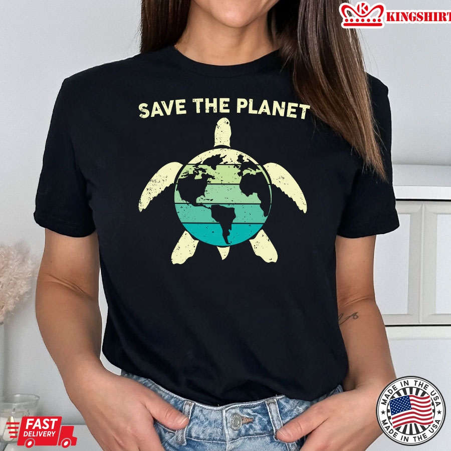 Save The Planet Turtle Vintage Earth Day T-Shirt