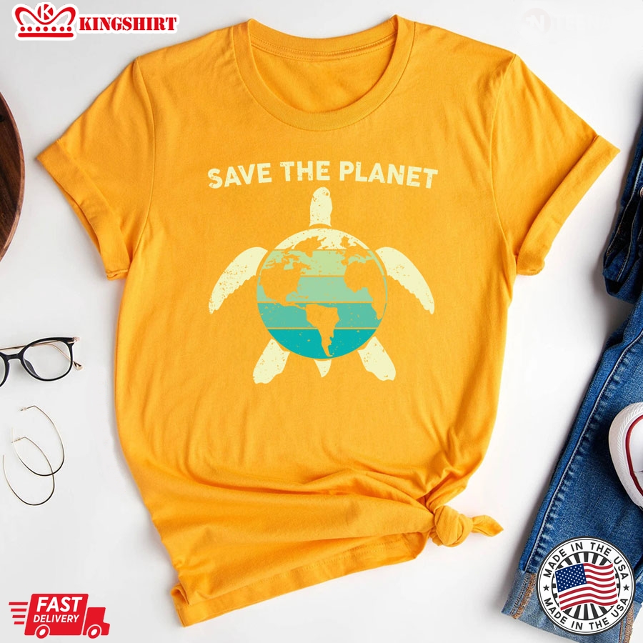 Save The Planet Turtle Vintage Earth Day T-Shirt