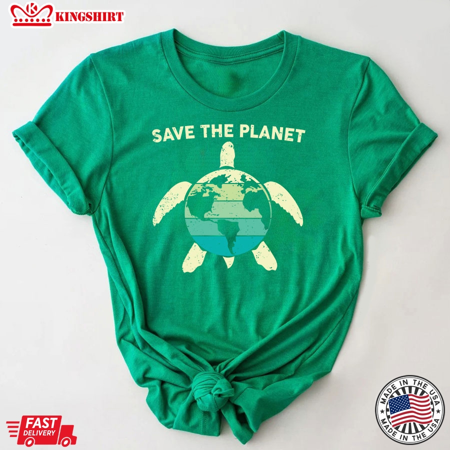 Save The Planet Turtle Vintage Earth Day T-Shirt