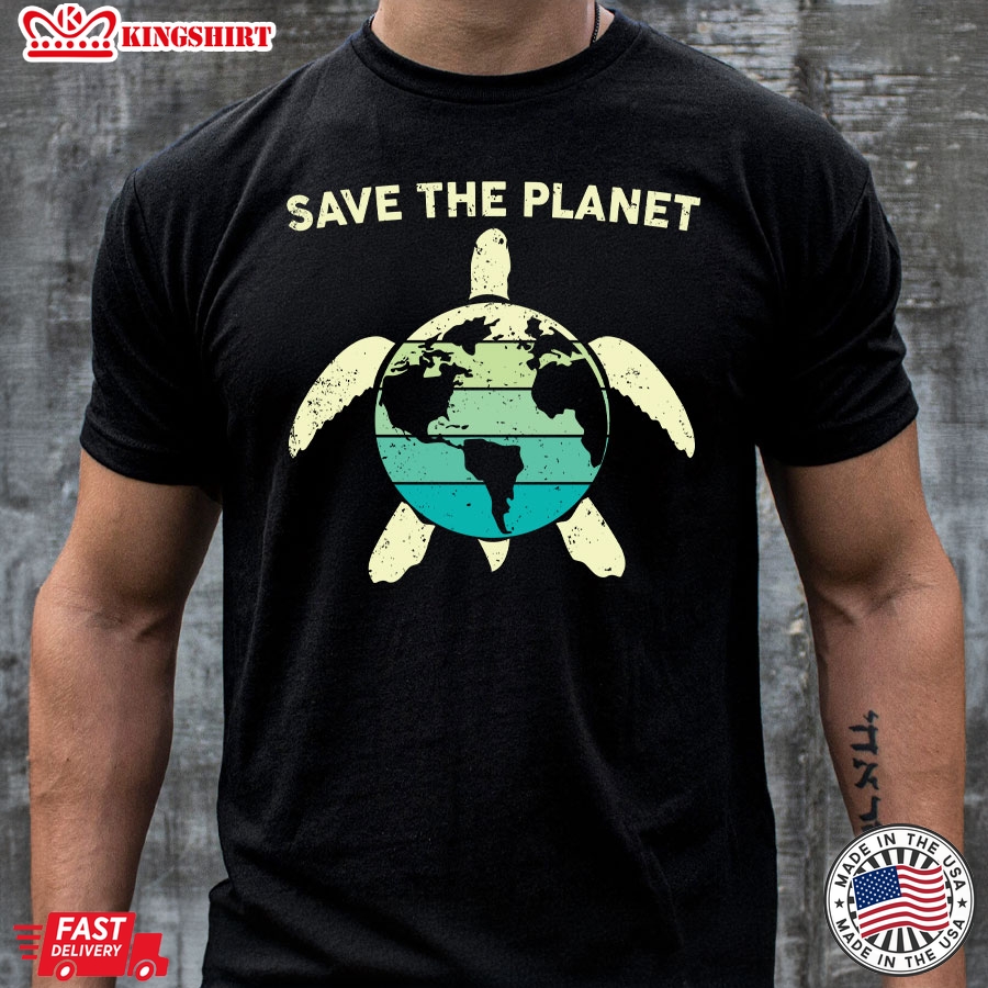 Save The Planet Turtle Vintage Earth Day T-Shirt