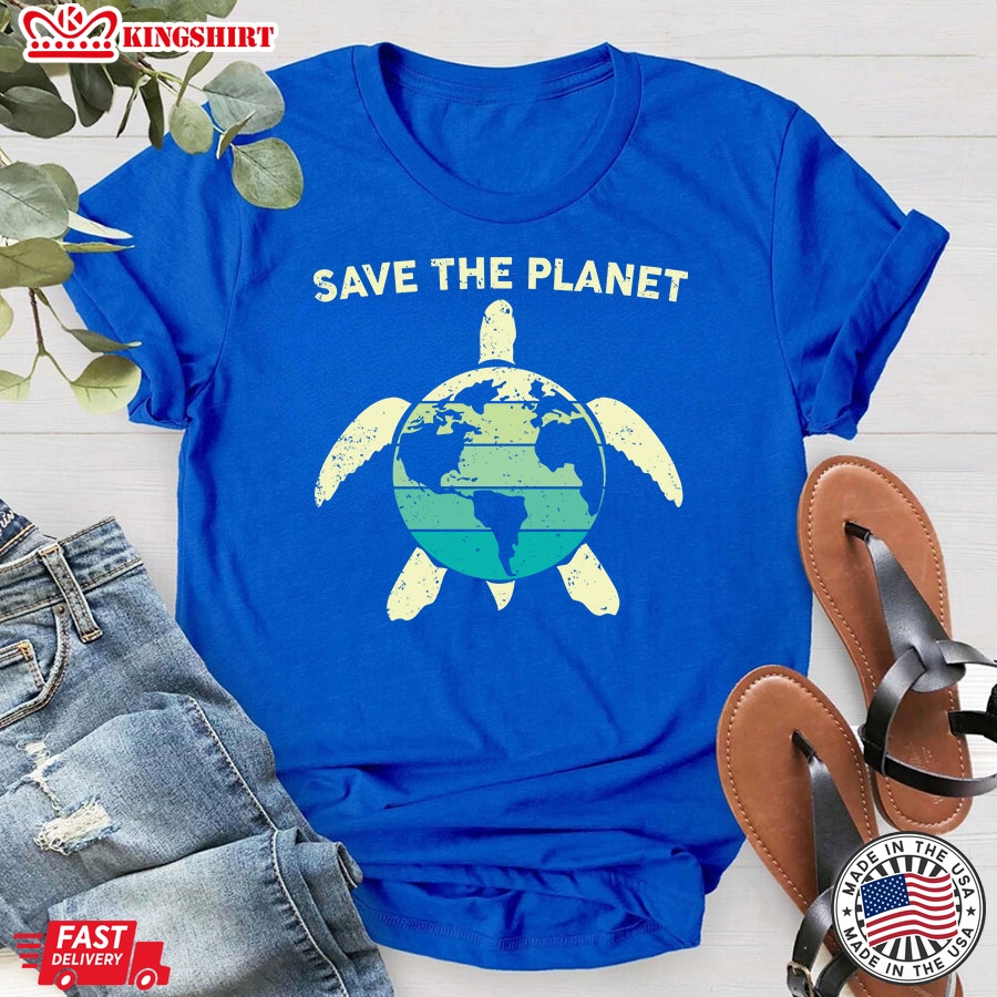 Save The Planet Turtle Vintage Earth Day T-Shirt