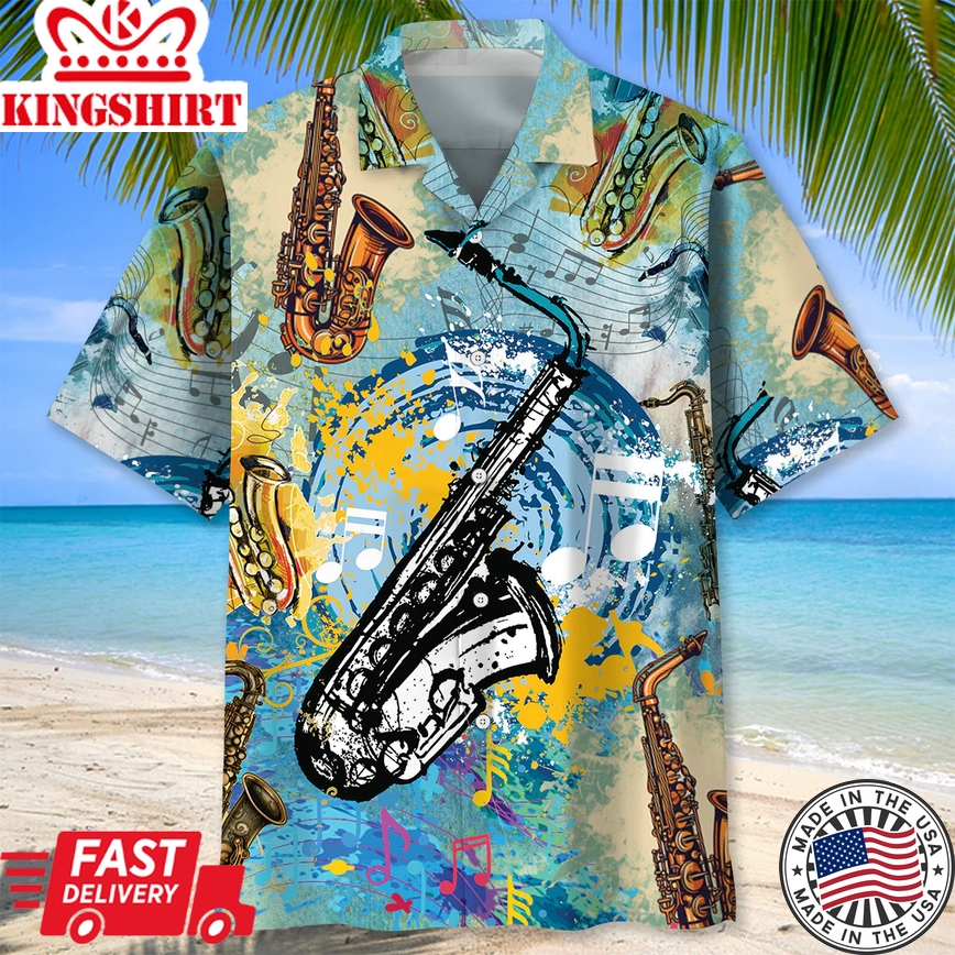 Saxophone Color Trendy Hawaiian Shirt