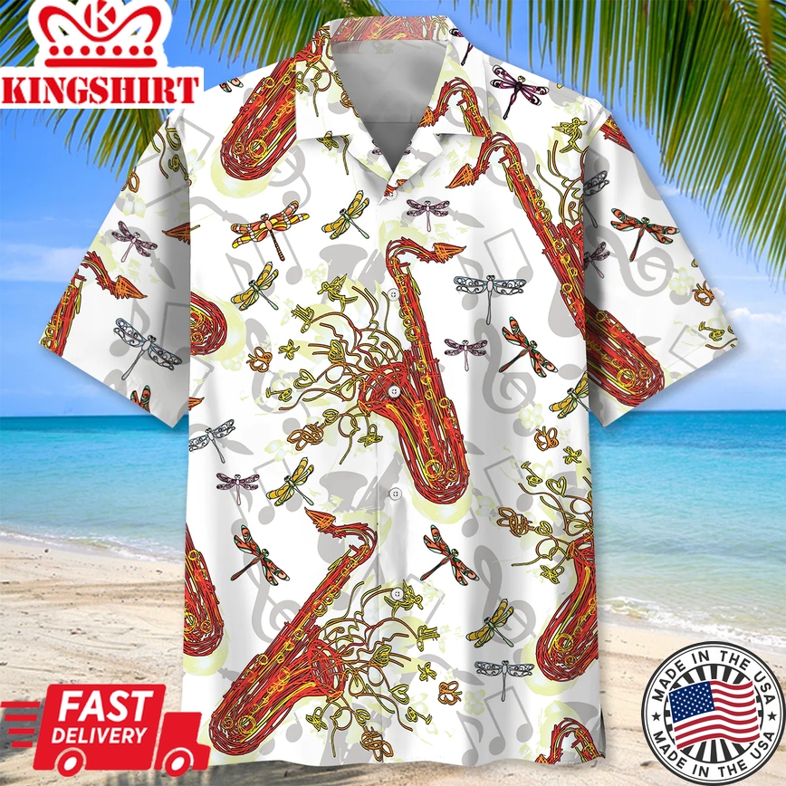 Saxophone Fly Trendy Hawaiian Shirt