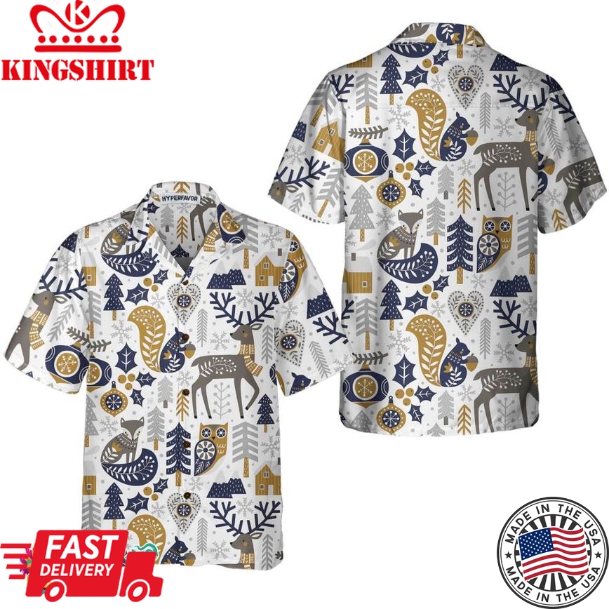 Scandinavian Christmas Shirt For Men Hawaiian Shirt, Christmas Hawaiian Shirt Gift Idea