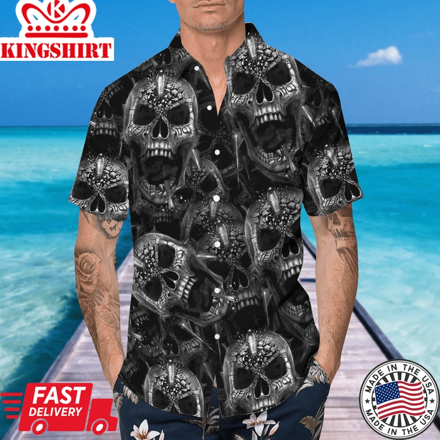 Scary Dark Skull Pile 3D All Over Printed Trendy Hawaiian Shirt, Skull 3D Hawaii Shirt For Men, Women