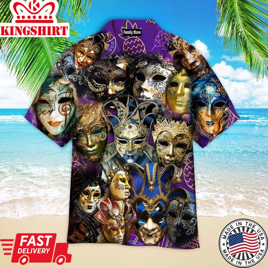 Scary Festival Carnival Mask Mardi Gras Aloha Hawaiian Shirts