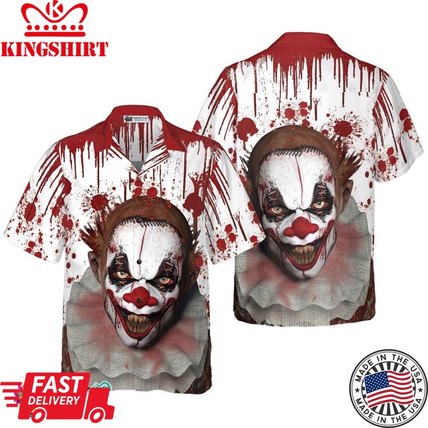 Scary Halloween Clown Faces Hawaiian Shirt