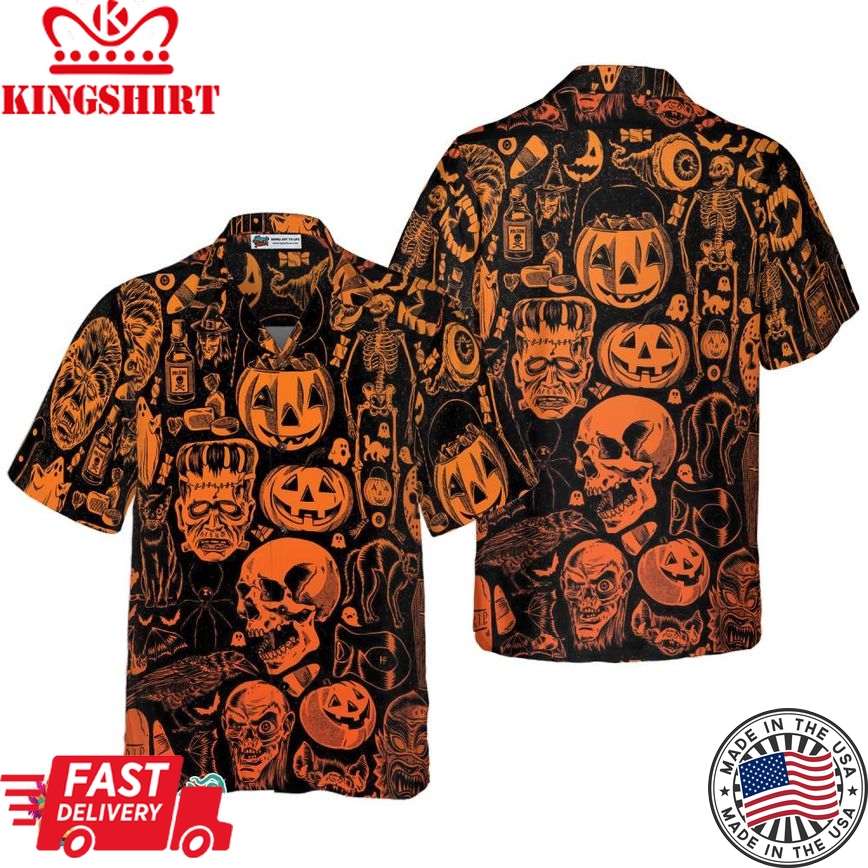 Scary Halloween Monsters Halloween Hawaiian Shirt, Halloween Shirt For Men And Women