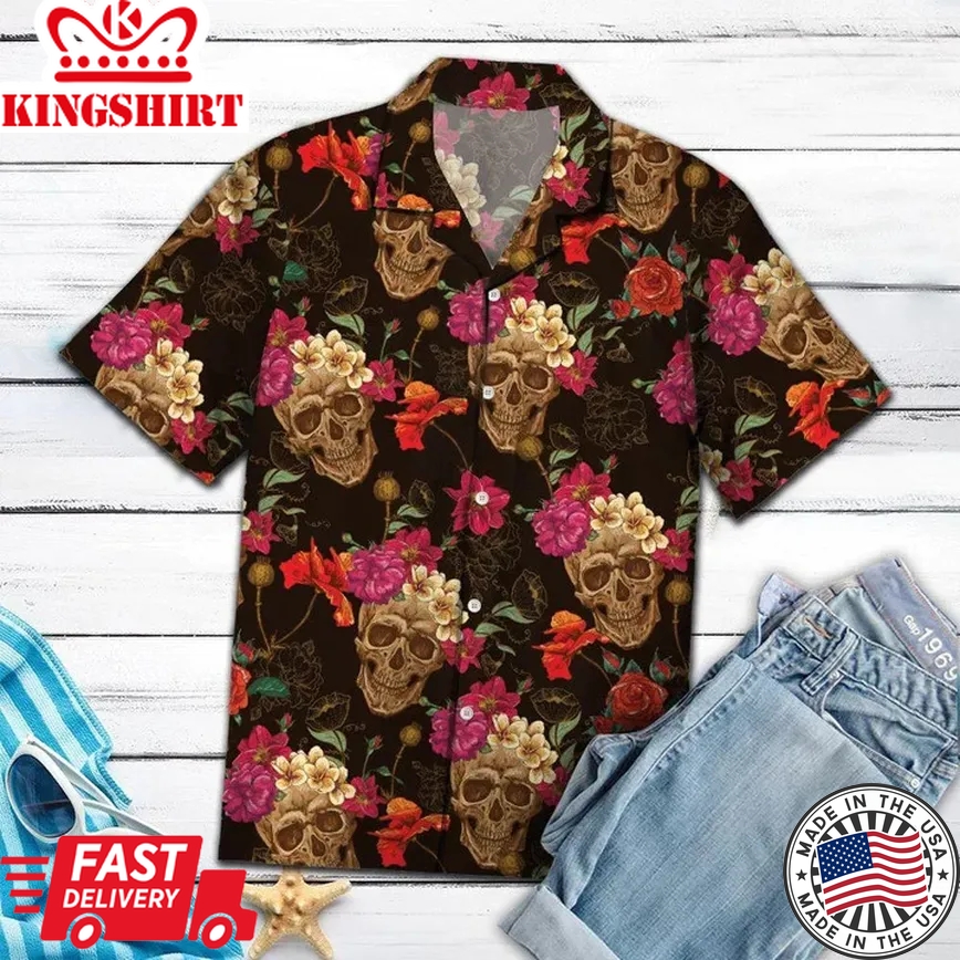 Scary Skull Into Nature Design Trendy Hawaiian Shirt