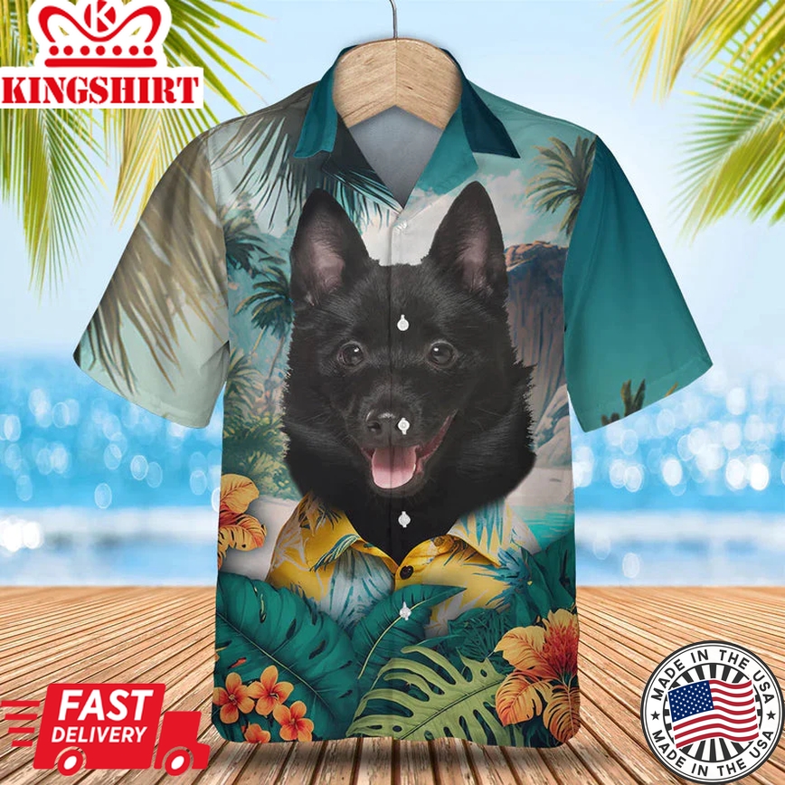 Schipperke 3D Tropical Trendy Hawaiian Shirt, Dog Lover Trendy Hawaiian Shirt, Summer Gift For Men And Women