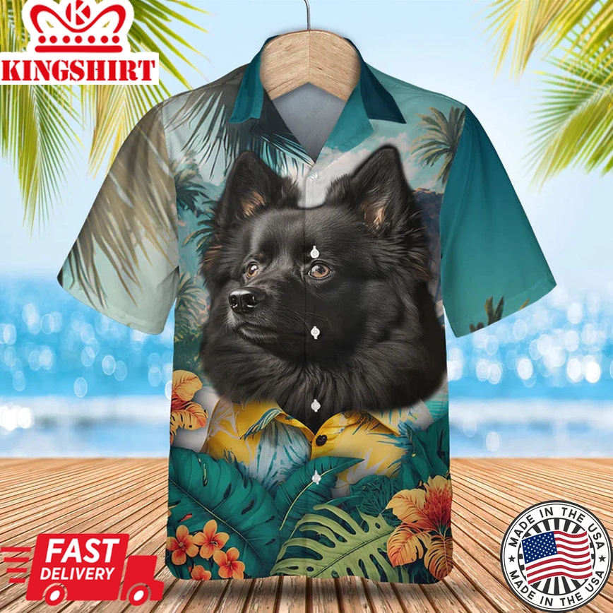 Schipperke 3D Tropical Trendy Hawaiian Shirt New, Dog Lover Trendy Hawaiian Shirt, Summer Trendy Hawaiian Shirt For Men And Women