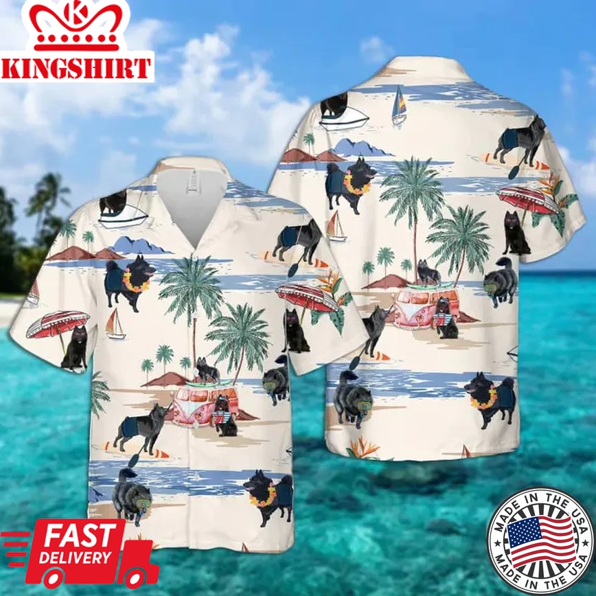 Schipperke Summer Beach Trendy Hawaiian Shirt, Trendy Hawaiian Shirts Short Sleeve Aloha Beach Shirt