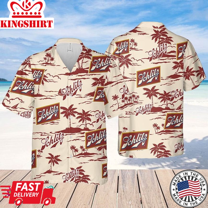 Schlitz Hawaiian Beach Pattern Shirt, Summer Beer Hawaiian Shirt