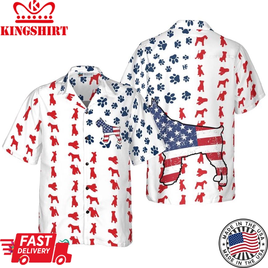 Schnauzer American Flag Hawaiian Shirt