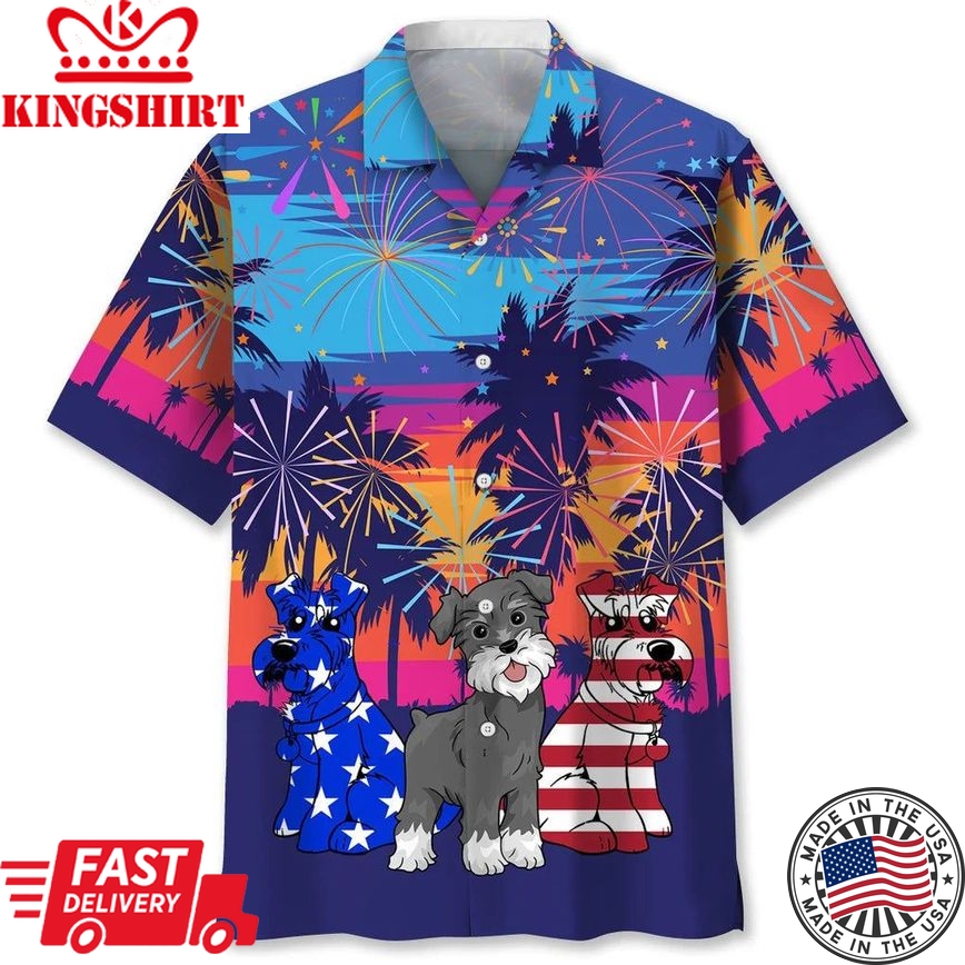 Schnauzer Firework Usa Trendy Hawaiian Shirt