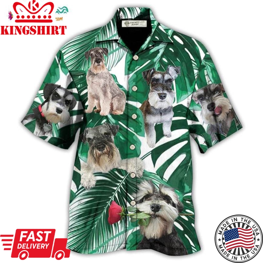 Schnauzer Miniature Tropical Leaf Hawaiian Shirt