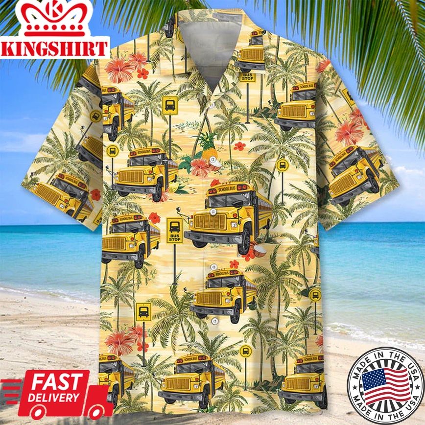 School Bus Coconut Trendy Hawaiian Shirt For Men And Women