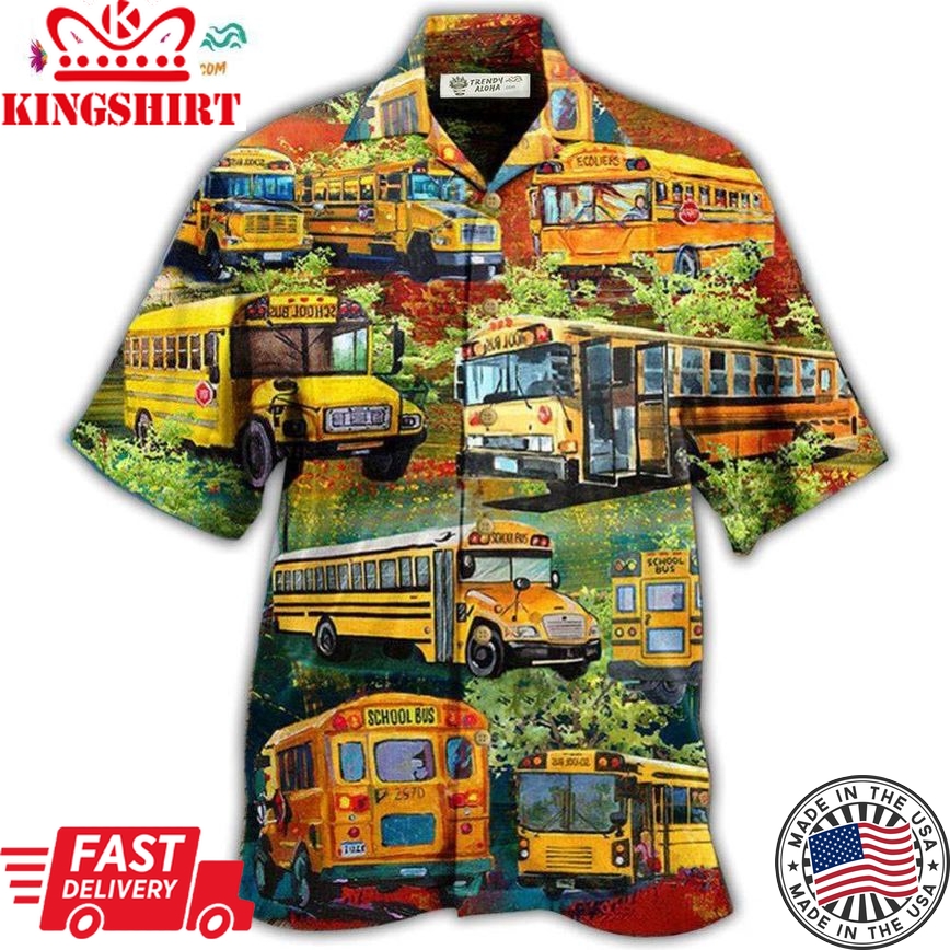 School Bus Stop Talking Just Say 10-4 School Bus Driver In Green Hawaiian Shirt