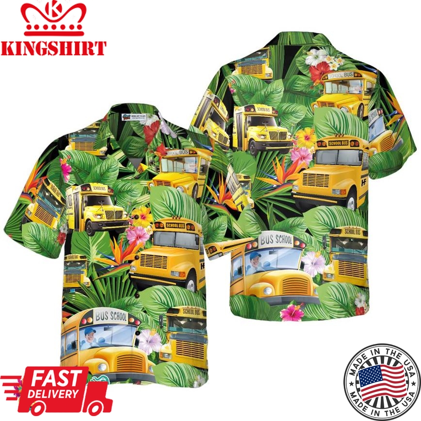 School Buses Hawaiian Shirt