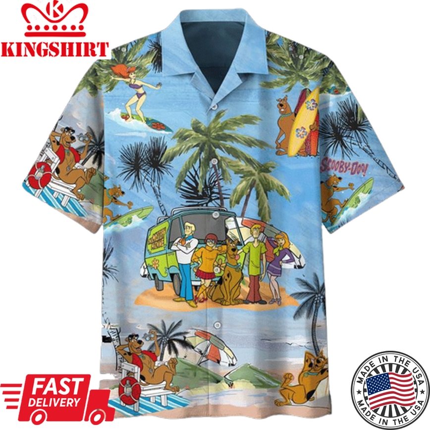 Scooby-Doo Hawaiian Shirt Scooby-Doo And Team On Vacation On The Beach Hawaii Shirt Amazing Scooby-Doo Aloha Shirt