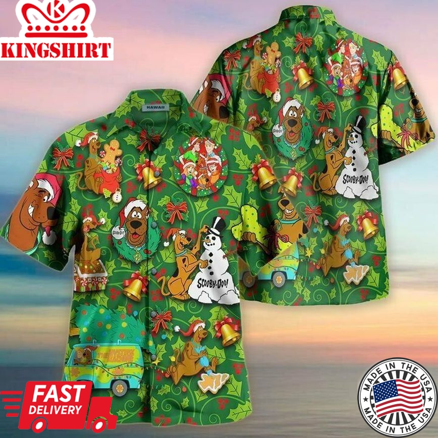 Scooby-Doo Hawaiian Shirt Scooby-Doo Christmas Celebration Hawaii Shirt Cute Scooby-Doo Aloha Shirt