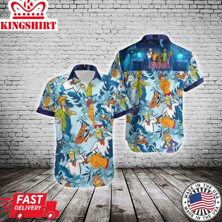 Scooby-Doo Hawaiian Shirt Scooby-Doo With Friends Blue Hawaii Shirt Cute Scooby-Doo Aloha Shirt