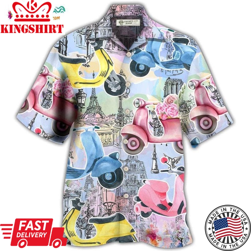 Scooter And City Art Hawaiian Shirt