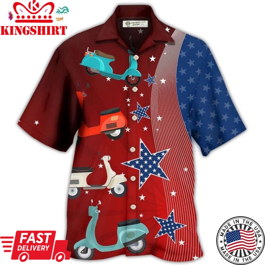 Scooter Usa Star Independence Day Hawaiian Shirt