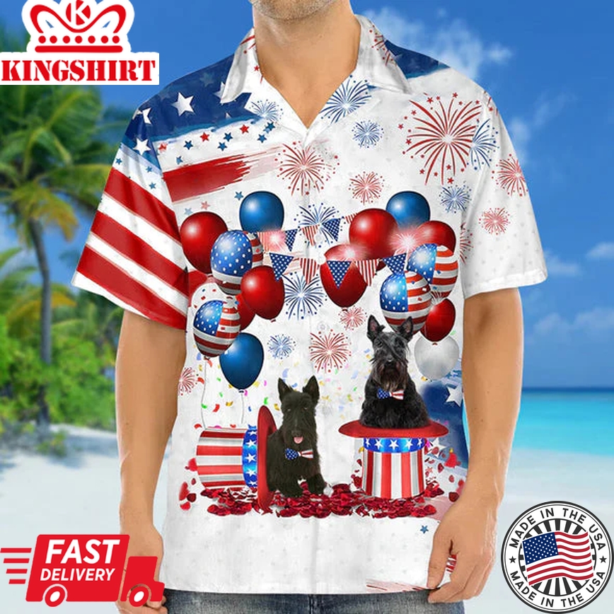 Scottish Terrier Independence Day Trendy Hawaiian Shirt For Men And Women, 4Th Of July Trendy Hawaiian Shirt