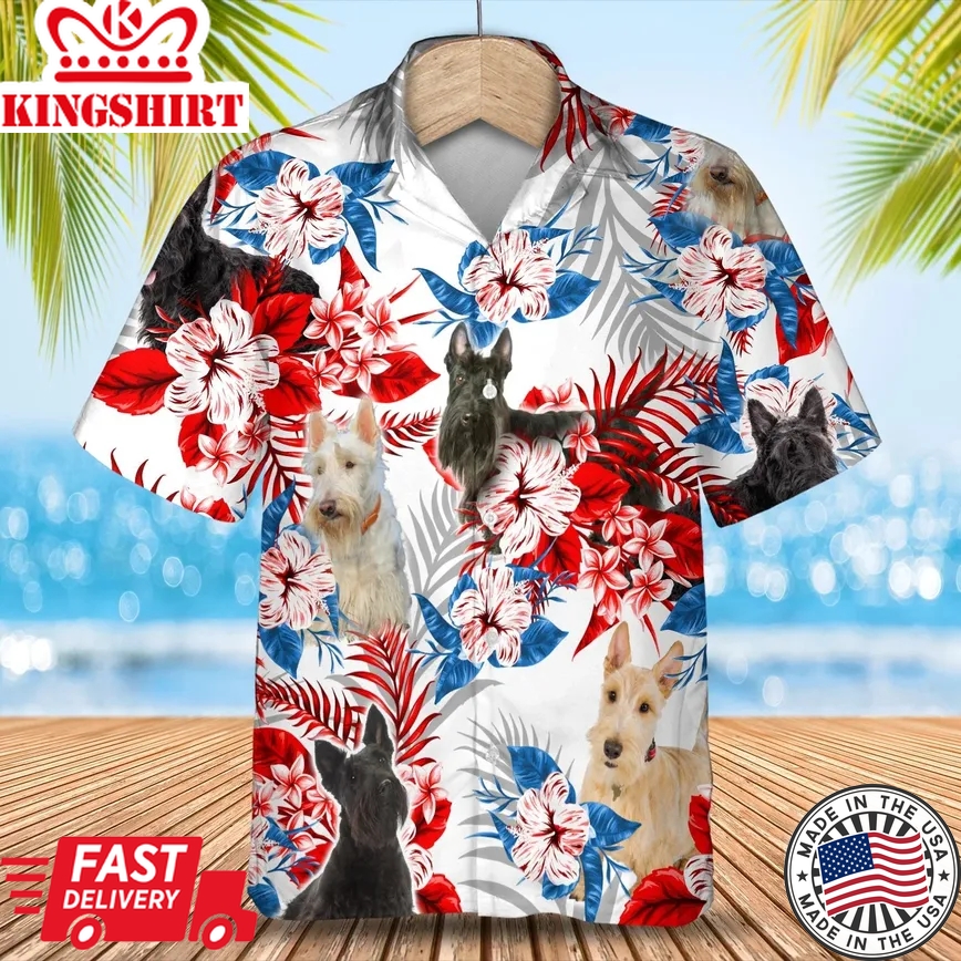 Scottish Terrier Trendy Hawaiian Shirt Gift For Summer, Summer Aloha Shirt, Trendy Hawaiian Shirt For Men And Women