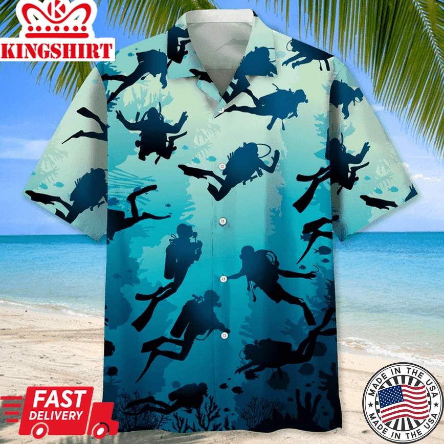 Scuba Diving Beach Trendy Hawaiian Shirt, Scuba Diving Shirt, Scuba Diver Shirt, Trendy Hawaiian Shirt For Men And Women