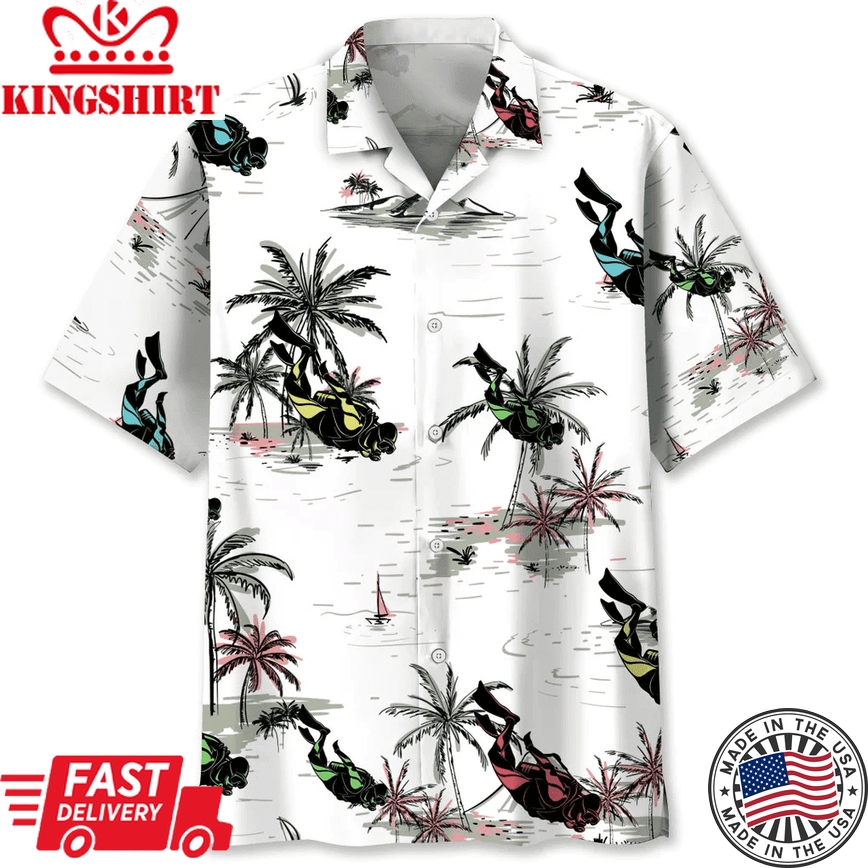 Scuba Diving Coconut Trendy Hawaiian Shirt