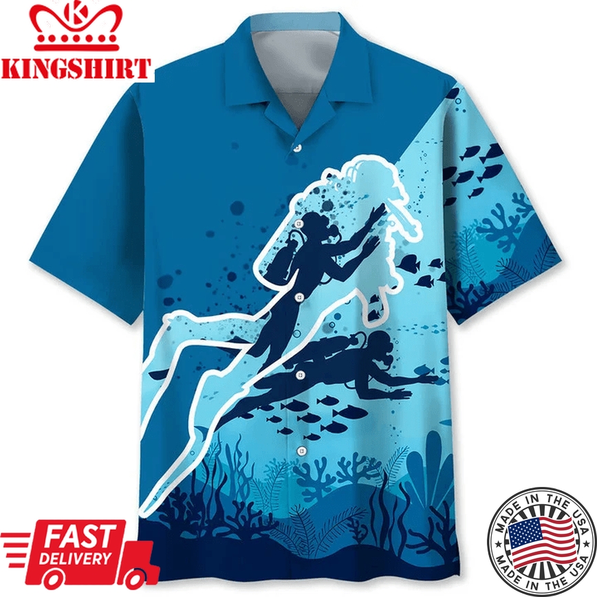 Scuba Diving Dive Ocean Trendy Hawaiian Shirt, Scuba Diving Shirt, Scuba Diver Shirt, Trendy Hawaiian Shirt For Men And Women