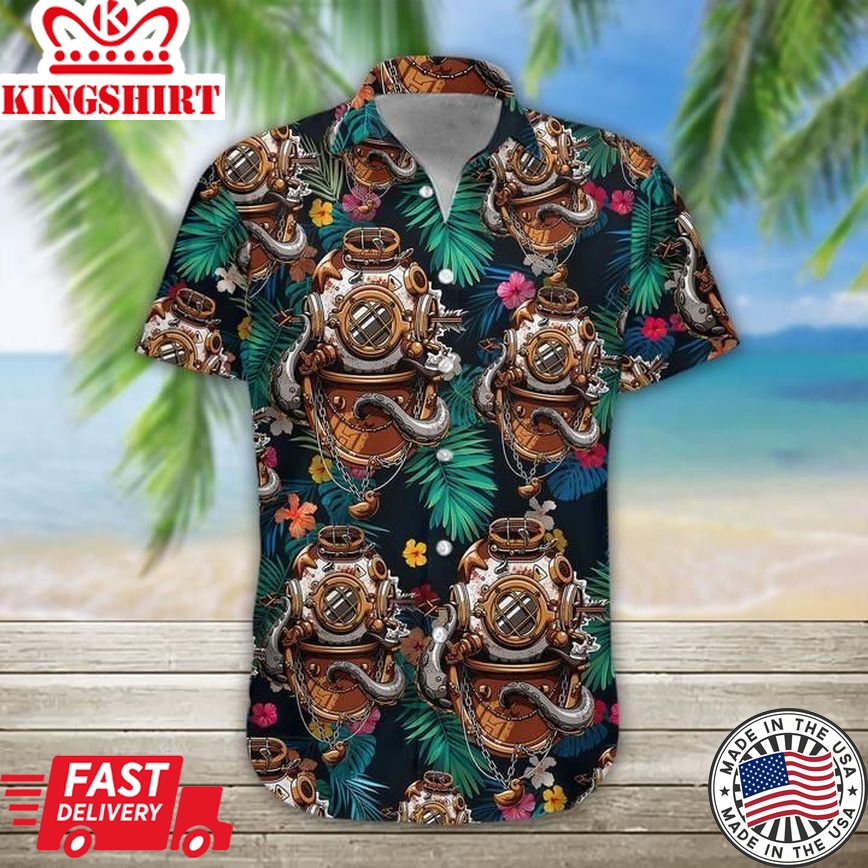 Scuba Diving Helmet Trendy Hawaiian Shirt Hw1150N