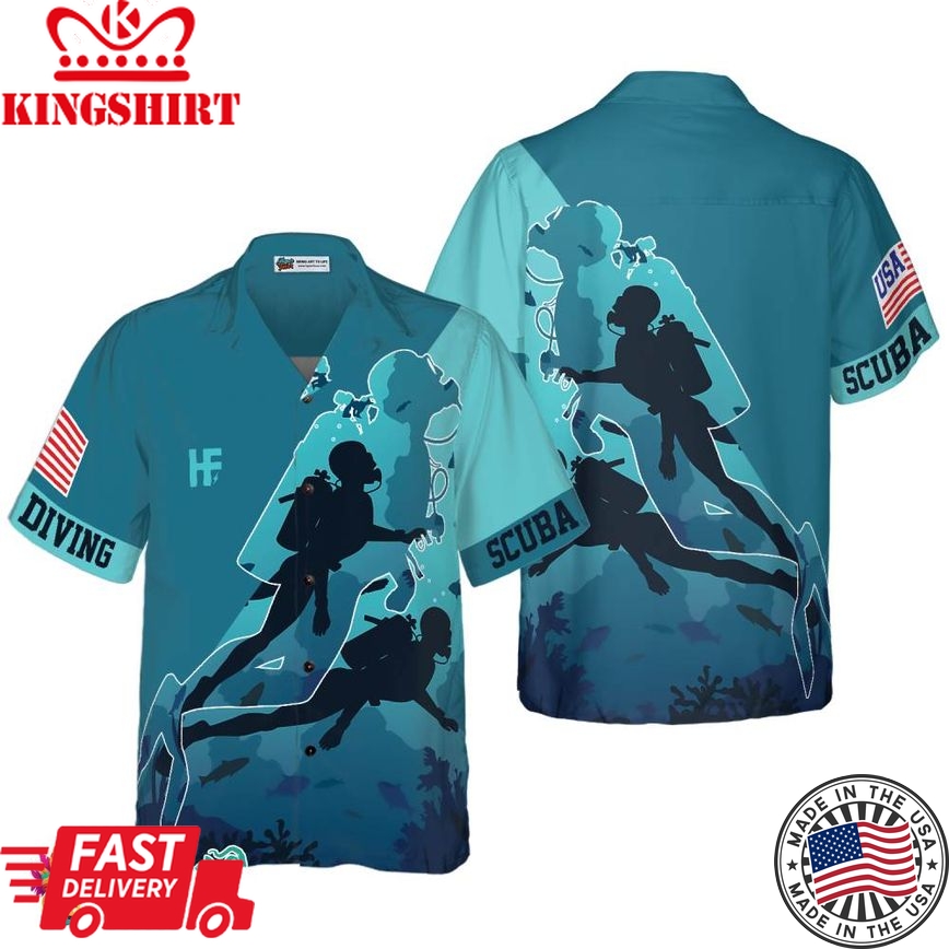 Scuba Diving Into The Sea Hawaiian Shirt