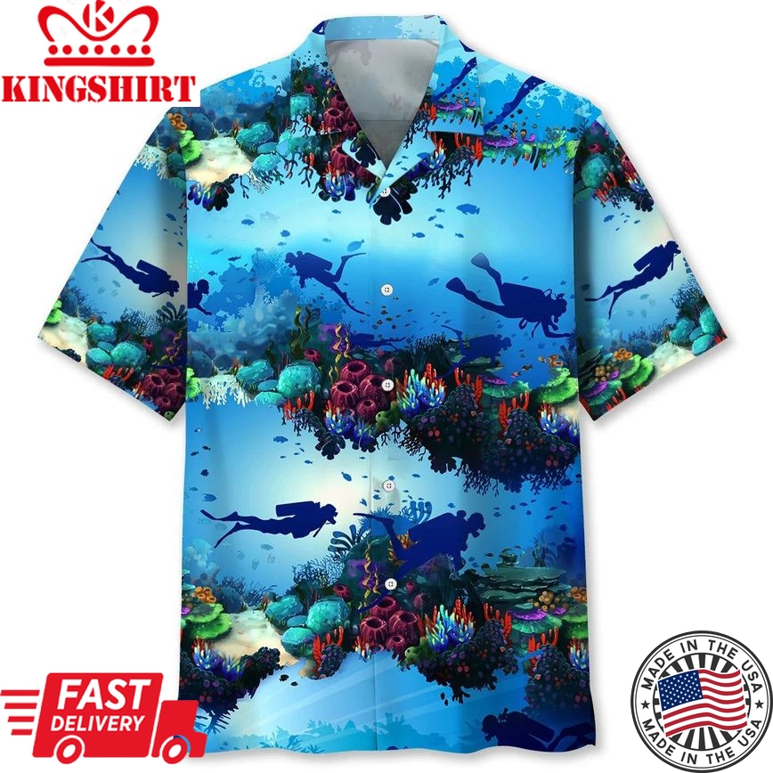 Scuba Diving Light Ocean Trendy Hawaiian Shirt