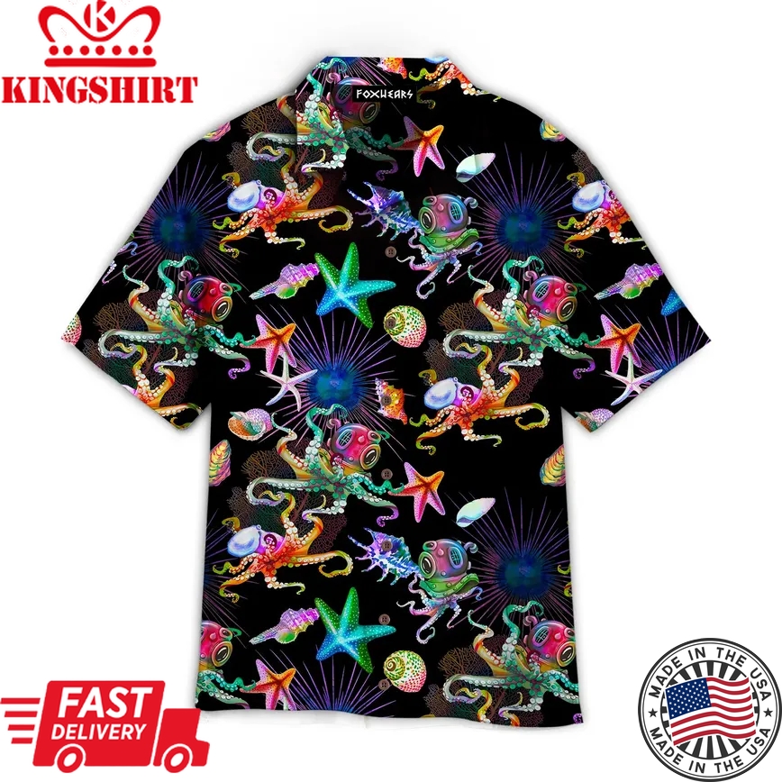 Scuba Diving Octopus Undersea Trendy Hawaiian Shirt For Aloha Shirt